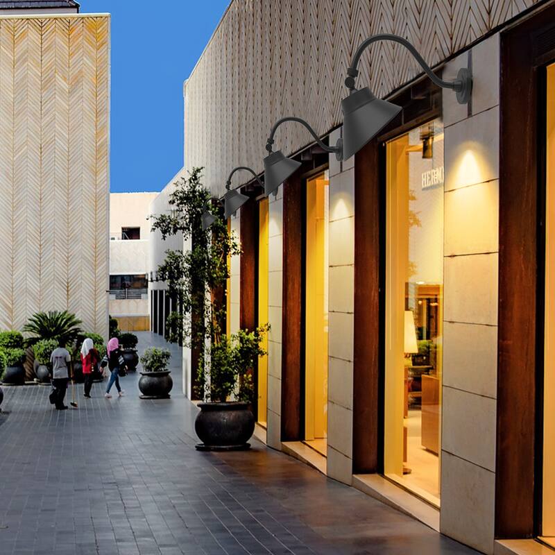 10"LED Black gooseneck Barn light with photocell,42W,4000Lumens On